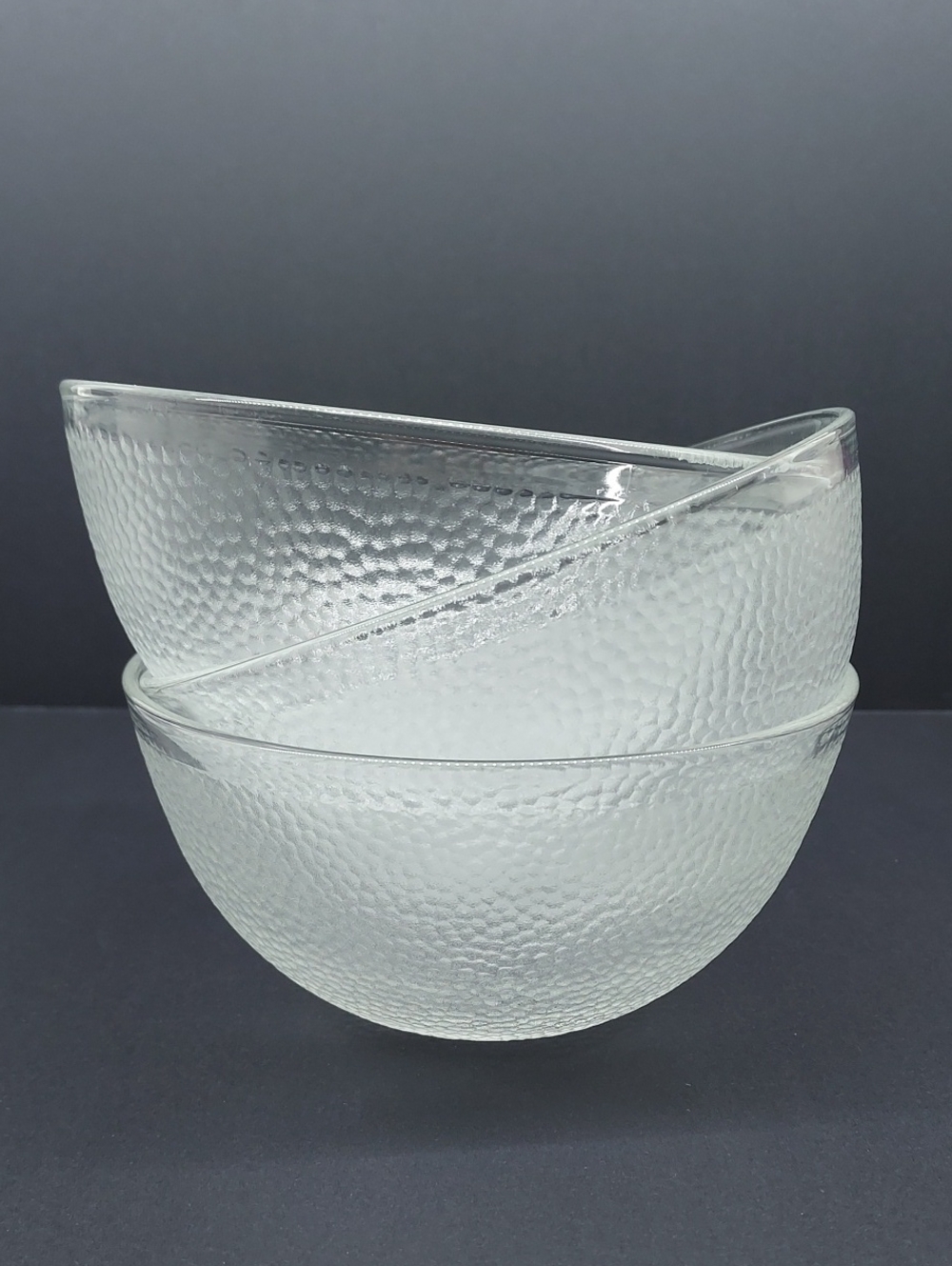 Arcoroc Glass Pebbled Texture Salad Bowls Set of 3